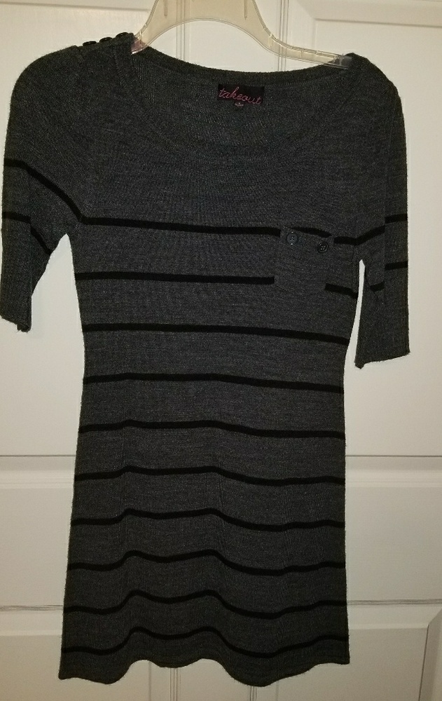 Small knit dress by Takeout, Black and Gray stripe